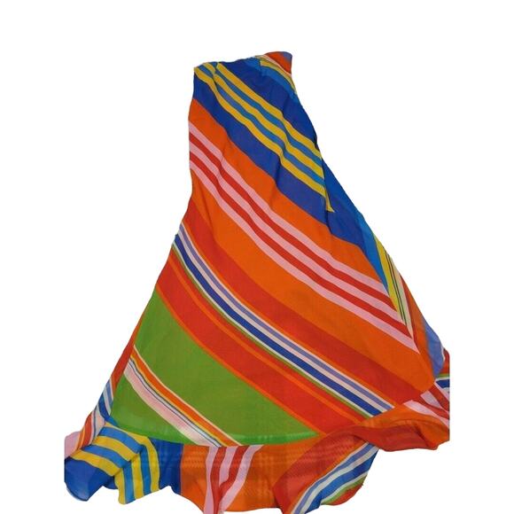 Lauren Ralph Lauren Womens Striped Asymmetrical Size 4 Dress Multicolor Rainbow - Picture 5 of 5